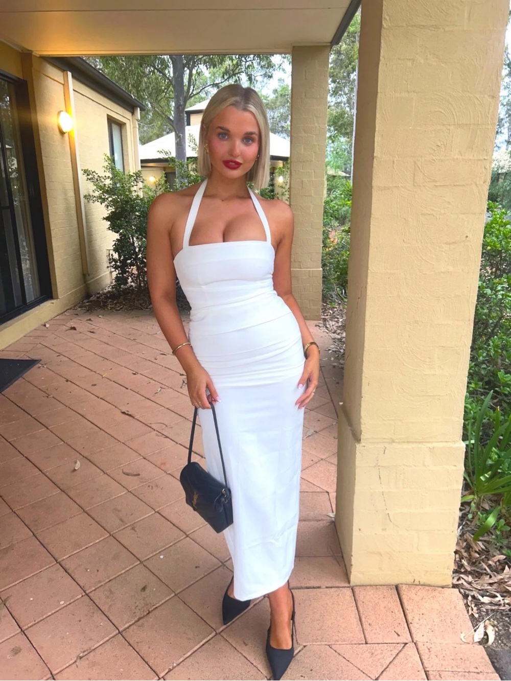 NWT Lioness Ivory Ruched Maxi Dress Strappy Open Back AU 8 - Picture 2 of 3